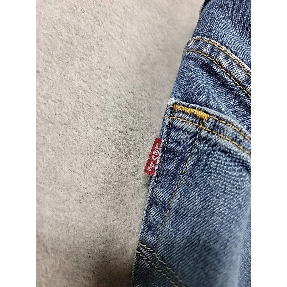 Levis Mens 501 (30x29) Jeans Straight Button Fly Mid‎ Stretch Dark Blue